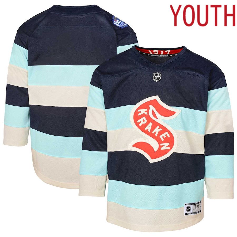 Youth Seattle Kraken Deep Sea Blue 2024 NHL Winter Classic Premier Jersey